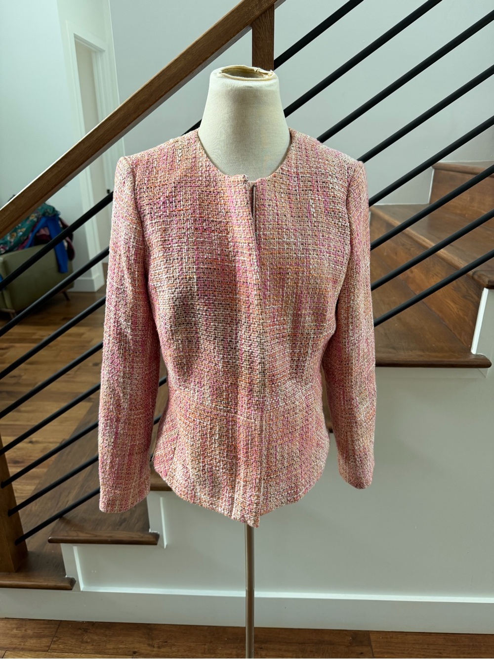 Talbot’s Pink Tweed Women's Collarless Jacket